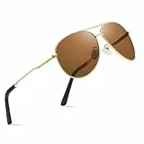 wearPro Sonnenbrille-Herren-Damen-Polarisiert Premium Metallrahmen Sonnenbrillen Unisex mit UV400 Schutz Vintage Schwarz Fahrerbrille (3-Gold Rahmen/Braune Linsen)