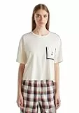 United Colors of Benetton Oberteil des Pyjamas für Damen, Weiß, XS