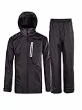 igeekwell Regenanzug Regenjacke Herren Wasserdicht Atmungsaktiv Fahrrad Regenbekleidung Reflektierender Fischen Regenmantel Leichter Winddichte Regenjacke+Regenhose Set
