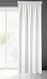 Eurofirany Rita Vorhang Gardine Glatt Schlicht Einfarbig - Kräuselband Modern Schlafzimmer Wohnzimmer Lounge Kinderzimmer 1 Stück Einzeln Weiß 140x270cm
