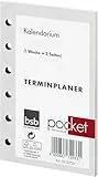 BSB Ersatzeinlage Kalendarium 2026 - ca. A7-1 Woche = 2 Seiten - 6-Fach Lochung - für Pocket Terminplaner Organizer, 02-0072