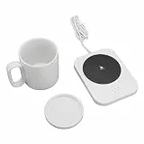 Rengue GARMEE Elektrischer Tassenwärmer, Tassenwärmer mit 3 Temperatureinstellungen, Intelligenter Getränkewärmer für Tee, Kaffee, Milch, wasserdichte Gehärtete Glasscheibe, Automatische (White)