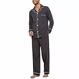 U2SKIIN Schlafanzug Herren lang 100% Baumwolle Herren Pyjamas Set Herrenschlafanzug Langarm Schlafanzug Männer Nachtwäsche Loungewear Sleepwear (Dunkelgrau, L)