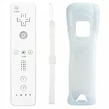 Aukuoy Fernbedienung für Wii und Wii U - Drahtloser Bewegungssensor-Gpad-Controller für Nintend-Konsole Mit Silikonhülle und Handschlaufe (Weiß)