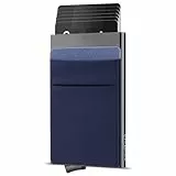 Vastaia Pop Up Kartenetui mit Münzfach 9 Karten,Kartenhalter mit RFID Wallet,Mini Kreditkartenetui aus Aluminium,Credit Card Holder Slim Wallet, Smart Portmonee,Herren Geldbörse Damen,Dunkelblau