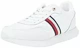 Tommy Hilfiger Damen Runner Sneaker Essential Runner Global Stripes aus Leder, Weiß (White), 37