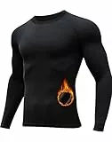 HOPLYNN 1er Kompressionsshirt Herren Langarm Thermo Unterwäsche Innenfleece Funktionsshirt Schwarz M