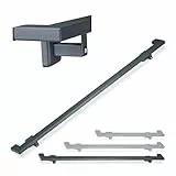 Relaxdays Handlauf eckig, matt, Treppengeländer innen, 200 cm, Treppenhandlauf mit Wandhalterung, modern, anthrazit