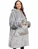 CMTOP Übergroße Hoodie Sweatshirt Damen Kapuzenpullover Langarmshirt mit Kapuze Pullover Sweatshirt Rundhals Herren Frauen Oversize Decke Sweatshirt komfortable Riesen-Hoodie-Hellgrau-