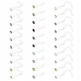 WillTen 30PCS 20G Plastik Nasenstecker Verstecken Piercing für Schule, 7mm Kunststoff Clear Nose Piercing Mix Farbe, Clear Piercing Retainers Schmuck-Set für Frauen Männer