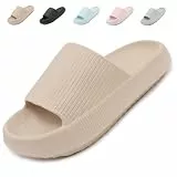 Uniuni Cozislides Original Slippers Herren Badelatschen Wolken Schuhe Cloudyzz Schlappen Damen Weiche Cozy Slides Bequeme Eva Hausschuhe Dicke Sohle Sommer rutschfeste Dusch Badeschuhe Khaki 44/45