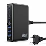 Feob 430W USB C Ladegerät Mehrfach, 8 Ports GAN IV Schnellladegerät PD 100W Ladestation Charger Station PPS USB Hub C Netzteil für Laptop, MacBook, iPad, iPhone 16/15/14 Sumsung usw-Schwarz