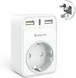 Reiseadapter UK Adapter England Deutschland Stecker Reisestecker Reiseadapter UK mit 2 USB 1USB C (3A) Steckdosenadapter Typ G für England Irland Großbritannien Wand Ladegerät Ladestation
