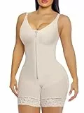 YIANNA Shapewear Damen Body Bauchweg mit BH Shaper Stark Formend Fajas Bodyshape Korsett Unterwäsche Kompressionsmieder Liposuktion Beige M 7283