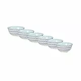 BUTLERS 6er Set Schüssel 520ml Müslischale ORNAMENTS Porzellan Geschirr & Dekoschalen | Bowl Salatschale Suppenschüssel Teller tief | Modern gemustert mit Farbakzent | Mikrowellen- & spülmaschinenfest