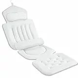 Badewannenkissen Ganzkörper mit Lendenkissen und Kopfstütze, 4D Verdickte Badewannenmatte 133x40 cm mit 192 Saugnäpfen, Schnelltrocknend mit Hängehaken, für Entspannung in Badewanne und Spa