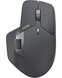 Rapoo MT760M wireless Mouse silent - USB Wireless 2.4G und Bluetooth Maus kabellos, bis 4000 DPI, leiser klick, Multi Device, Daumenscrollrad, Akku, für PC, Mac, grau-schwarz