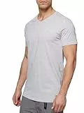 Indicode Herren INClever T-Shirt mit V-Ausschnitt aus 100% Baumwolle | Herrenshirt Sommershirt Männer Lt Grey Mix, L