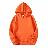 Generisch Sweatshirt Herren Mit Kapuze Freizeit Oberteile Atmungsaktives Kapuzenpullover Regular Fit Sportoberteile Hoodie Streetwear Top Langarm Pulli Sport Jogging (Orange, 3XL)
