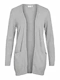 Vila Clothes Damen Strickjacke VIRIL L/S Open Knit Cardigan - NOOS 14044041, Einfarbig, Gr. 38 (Herstellergröße: M), Grau (Light Grey Melange)