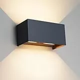 Klighten 24W LED Wandleuchte Innen/Außen,3000K Außenlampe Außenleuchte , IP65 Wand UP Down,Außenwandleuchte Mit Einstellbar Abstrahlwinkel Warmweiß,Anthrazit
