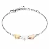 JewelryWe Schmuck Damen Armband Fußkettchen Edelstahl Dreifarbig Herz Charmsarmband Armkette Fußkette Gravur Rosegold Gold Silber