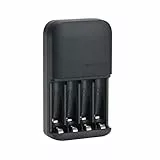 Amazon Basics Batterieladegerät für AA- und AAA-NiMh-Akkus, EU-Stecker, Für 4 Batterien, Schwarz