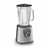 Krups KB403D Perfectmix + Hochleistungsstandmixer, 1.200W, 28.000 UpM, 2L Glasbehälter, 3 voreingestellte Programme, Powelix- Technologie, Edelstahl/Dunkelgrau