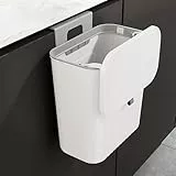 Mülleimer mit Deckel, Küche Abfalleimer Klein Hängend Abfallsammler Wandmontage Plastik Komposteimer Geruchsdicht Abfallbehälter Tür zum Aufhängen für Wohnmobil Küchenschrank, 27 x 13 x 29 cm