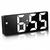 JQGO Wecker Digital, LED Digitaler Wecker Spiegel Tischuhr USB-Kabel Schlanker Wecker, 12/24 Stunden, Snooze, Sprachsteuerung, Temperatur Anzeige, Helligkeit Regelbar, Schlafzimmer (ohne Spiegel)