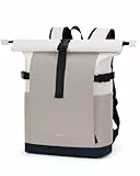 ECOHUB Rolltop Rucksack 20–27L, 15.6 Zoll Laptop Rucksack mit Schnellzugriff auf das Hauptfach ohne Öffnen des Rolltops, Urbaner Tagesrucksack für Alltag, Arbeit, Uni und Reisen(Sand Khaki)