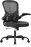 Synorla Bürostuhl Ergonomisch, Schreibtischstuhl mit Tragkraft 150 KG und 90° Hochklappbare Armlehnen, Ergonomischer Bürostuhl mit Höhenverstellbarer Sitzfläche und Verstellbarer Lordosenstütze
