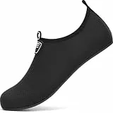 VOLHAL Wasserschuhe Herren Badeschuhe Damen Schwimmschuhe Schnell Trocknend Strandschuhe rutschfeste Aquaschuhe Leicht Surfschuhe für Beach Pool Yoga, Schwarz 39 EU