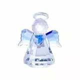 Kristall-Engel Figur | 6,8 cm Sammlerfigur | Herz-Engel Statue | Geschenk für Weihnachten & Geburtstag, Tischdekoration, Geschenk Weihnachten (Blau)