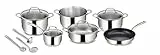 Lagostina Evelia Topfset für alle Herdarten aus Edelstahl 18/10, 13 Teile, Topfset mit 4 Kochtöpfen, Pfanne, Beschichtete Bratpfanne, Kochlöffel, Schaumlöffel, Spaghettilöffel, 4 Deckel