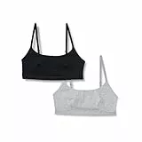 Amazon Essentials Damen Bralette aus Baumwoll-Jersey zum Hineinschlüpfen, 2er-Pack, Grau Meliert/Schwarz, XL