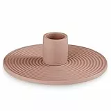 AmeliaHome Kerzenständer aus Keramik Kerzenhalter 12x3,5 cm Morab Altrosa