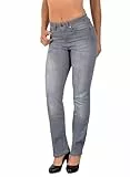 ESRA Damen Straight Fit Jeans Hose Straight-Leg Jeanshose Stretch gerader Schnitt Damen-Jeans High Waist bis Übergröße Große Größe G800