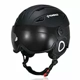 TOMSHOO Skihelm, Snowboard Helm mit Visier & Ohrenschützer, Belüftungsöffnungen, Strapazierfähig, Warm & Atmungsaktiv, Ski Helmet für Herren Damen