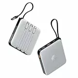 VRURC Power Bank 20000mAh mit Kabel Klein USB C Powerbank Schnelles Aufladen Mini Tragbares Ladegerät Externer Akku Klein und leicht mit 4 Ausgänge 3 Eingänge LED-Anzeige für iPhone Huawei Samsung usw