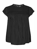VERO MODA Curve Damen Vmdebbie Pleat S/L Top WVN Ga Curve Noos Bluse, Schwarz, 46 Große Größen EU