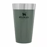 Stanley 1913 Adventure Stacking Bierkrug 473 ml - Edelstahl Thermobecher Hält 4 Stunden Kalt - BPA-Frei - Stapelbare Doppelwandiger, Vakuumisolierter Thermotasse - Spülmaschinenfest - Hammertone Green