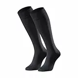STEVEN Kniestrümpfe Damen I Extra Fein Gekämmter Baumwolle Kniehohe Socken I Zwanglos oder Offiziell Lange Universelle Socken I Größe EU35, EU36, EU37 I Graphit
