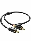 UGREEN Cinch Klinke Adapter, 3.5mm Klinke Buchse auf Zwei Cinch Stecker Chinch Adapter mit Metall Gehäuse 25cm