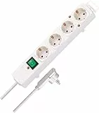 Brennenstuhl Comfort-Line Plus Steckdosenleiste 4-Fach (Steckerleiste mit Flachstecker und Schalter, Mehrfachsteckdose mit 2m Kabel und extra Breiten Abständen der Steckdosen) weiß