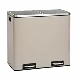 SVITA TM2X24 Treteimer 48 Liter Abfalleimer 2 x 24 Liter Mülleimer Küche Design Mülltrennung Papierkorb Küchen-Ordnung Trennsystem Mülltrennsystem 2 Fächer Treteimer Softclose-Deckel Stahl Taupe