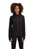 Urban Classics TB1728 Ladies Polar Fleece Zip Hoodie - Damen Outdoor Fleecejacke einfarbig mit Kapuze und verlängertem Rückenteil - Black, Größe XL