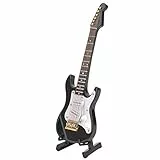 FTVOGUE 14 cm Zarte Holz Mini E-Gitarre Modell mit Stand Display Dekoration Home Kaffee Haus Ornament 4 Farbe(Black)