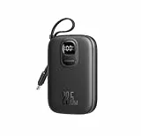 JOYROOM 10000mAh Powerbank mit USB-C & Kabel - Schwarz, 22,5W, Schnellladefunktion, Kompakt, Integriertes USB-C-Kabel