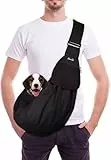 SlowTon Hundetragetasche, Haustier Hundetasche mit verstellbarem, gepolstertem Schultergurt und Fronttasche Tragetasche Hund für Spaziergang (Schwarz-Wasserdicht, M(Für Haustiere2,7-5,4 kg))